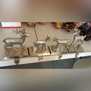 Silver Deer Figurine Stocking Holders